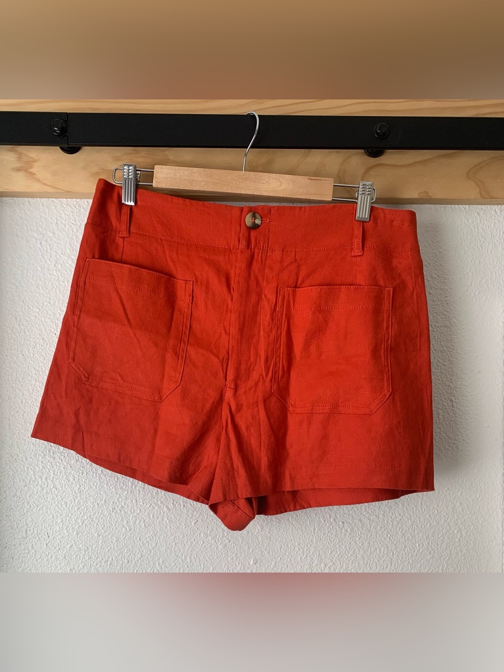NWT Anthropologie Maeve The Colette Linen Blend Shorts in Red, Size 32 - Picture 6 of 7